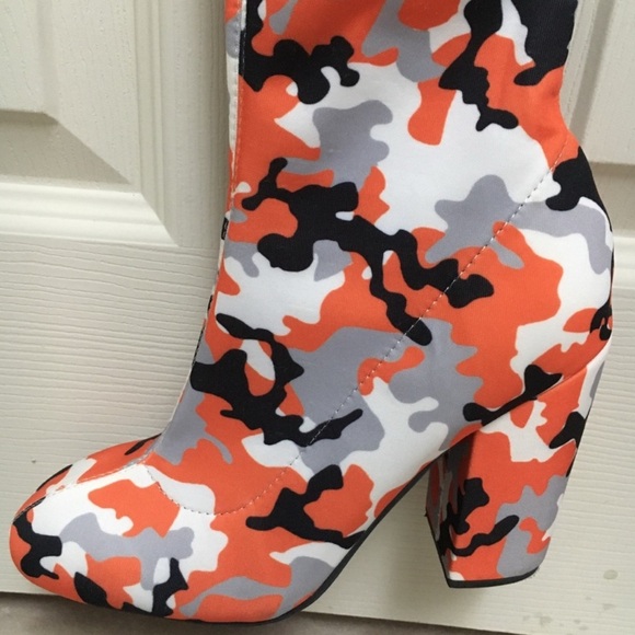 Poster Girl thigh high camo Fabric boots size 7 - Picture 3 of 5